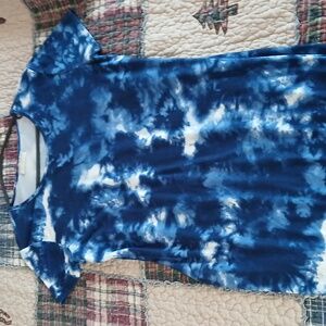 Woman's med full length maxi, blue and white tye dye